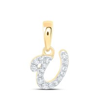 10K Gelbgold Echter Diamant Damen Blockschrift Initial U Mini AnhäNger 1/20 CT