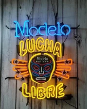 Modelo Especial Lucha Libre Beer 24"x20" Neon Light Sign Lamp Real Glass Artwork