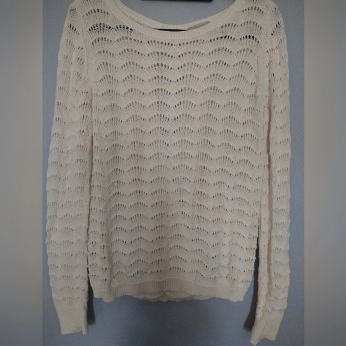 Womens LOFT open back sweater in cream, size L. | eBay