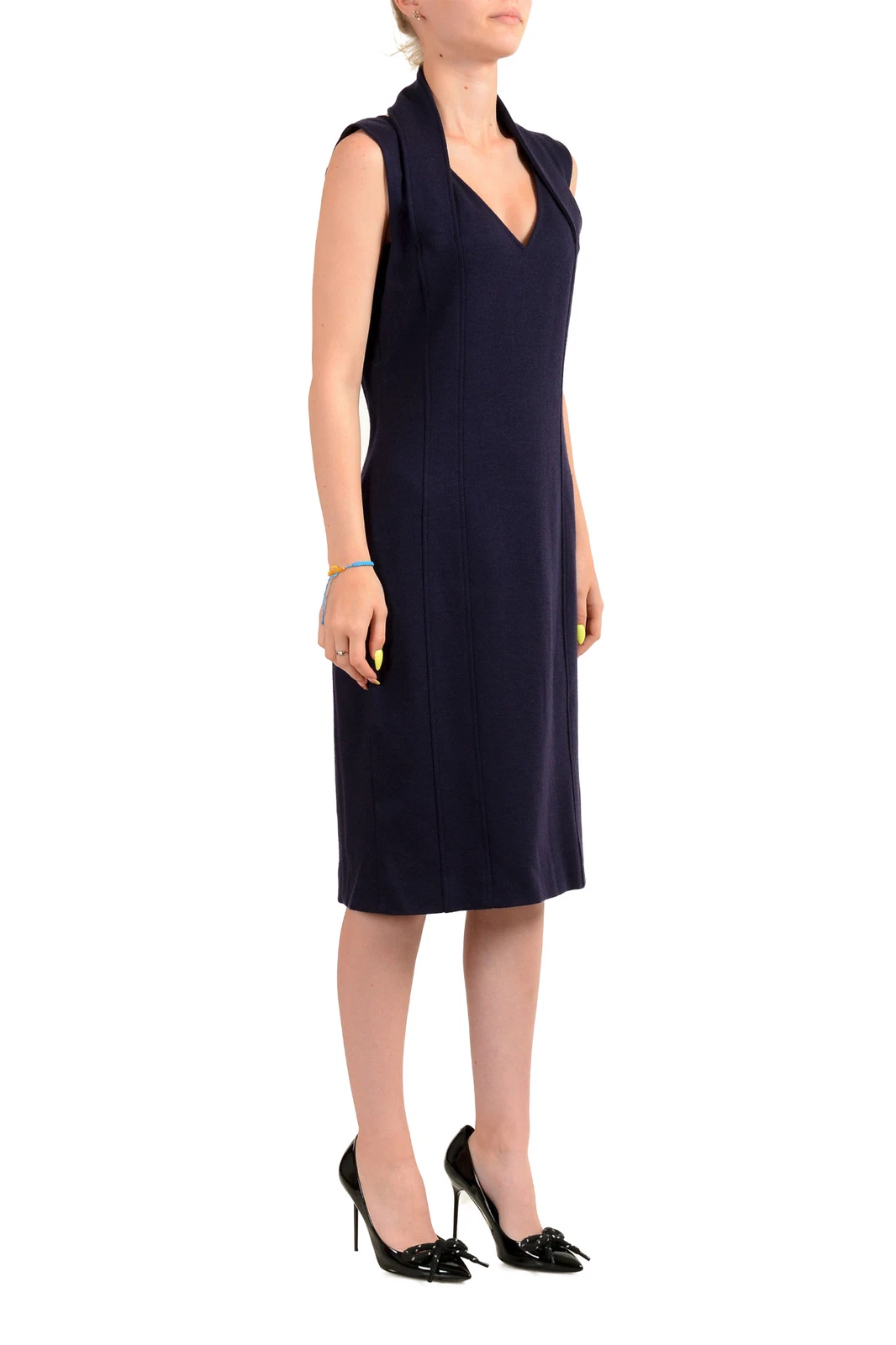 Abito a matita senza maniche Maison Margiela donna viola scuro lana US M IT 42