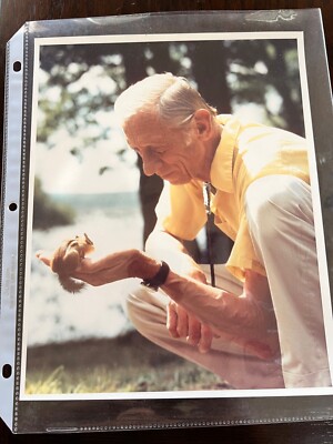 Fred Bear Original Vintage 8x10 Portrait holding With Chipmunk