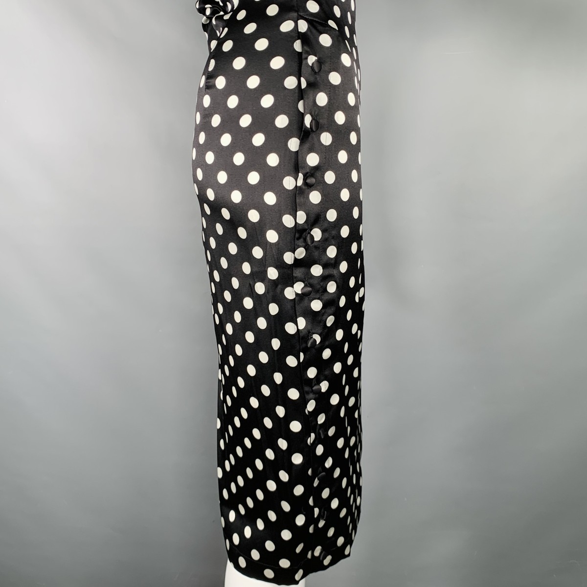CAROLINE CONSTAS Size XS Black White Silk Blend Polka Dot Long Sleeve Dress  | eBay