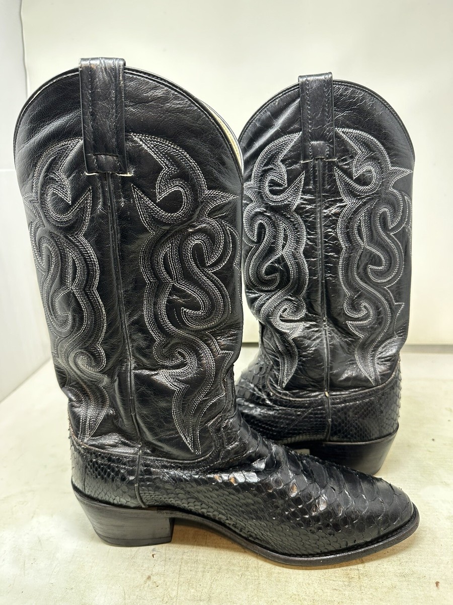 Dan Post Snake Skin Python Western Boots Cowboy Black Men display picture 2