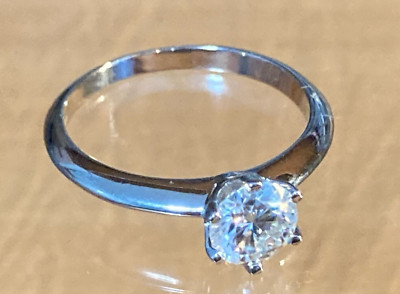Moissanite Diamond Ring 6.5mm 1ct Stone Solid Silver White Gold Plated 4 Sizes