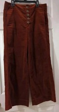 Anthropologie Pilcro Corduroy Wide Leg Ankle Pants 6 Exposed Button High Waist