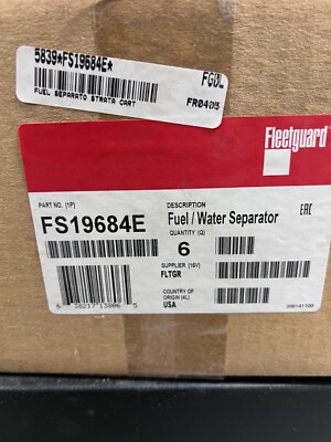 FS19684E Fleetguard Fuel Water Separator Mack 3076CS9970 5839FS19684E Case of 6
