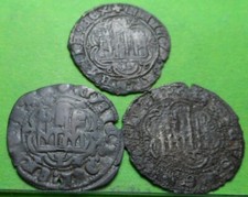ENRIQUE IV (1454-1474) Lot of 3 Blancas, BURGOS, SEVILLE AND TOLEDO, Billon,
