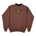 Top Stitch By Morning Sun Sweatshirt Womens Small Brown Floral Heart Embroidered