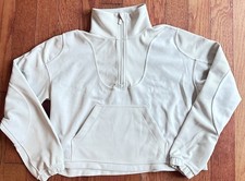 Lululemon Women s Beige Half-Zip Cropped Pullover Sweatshirt Funnel Neck Size 6