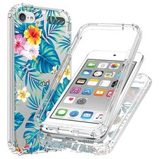 Vokuha Case for iPod Touch 6/5/7, Cute Floral Crystal Clear Flowers  Leaves