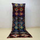 Moroccan Handmade Tribal Cotton Rug 3'2x7'5 Geometric Berber Hallway Vintage Rug