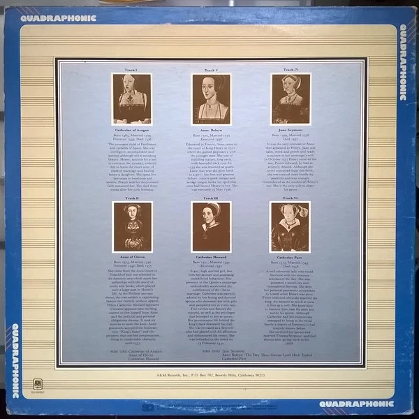 Rick Wakeman - The Six Wives Of Henry VIII (LP, Album, Quad, Gat) (Very Good Plu - Image 2 of 4