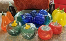 1990's Salute! Italia Fruit Bright Colors Large Handcrafted Glass Italy