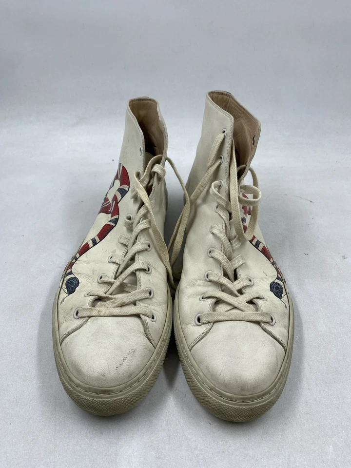 Gucci White Snake Leather Hi Top Sneaker M 11 - Image 2 of 4