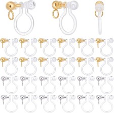 24Pcs Transparent U Type Earring Findings Alloy Invisible Clip on Earring Conver