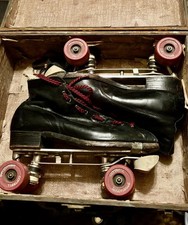 Roller Skates Sure-Grip STYLIST Black Leather w/ Case Men’s Shoe Size 7 Vintage