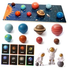 Wooden Solar System Model Board  Kids Solar System with Astronauts  Montessori