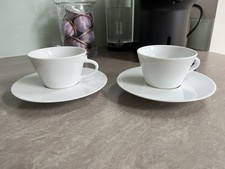 2 Nespresso - Collection Andree Putnam - White - Porcelain Cups & Saucers Nice!