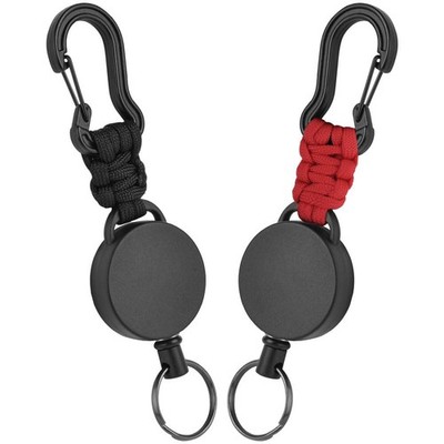 HOTUT Retractable 6.1 inches by 1.57 inches, Black/Red-carabiner 