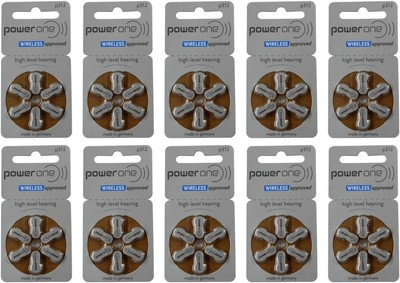 Size P312 Powerone Hearing Aid Batteries, 60 Count