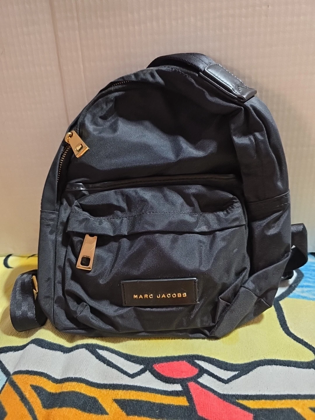 NWOT Marc Jacobs Black Backpack Adjustable Strap Zipper Logo Accents