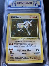 Hitmonlee GRADED 10 Very Old PGC Rare 1999 Pokemon   Holo 7/62 + Energy Cards 