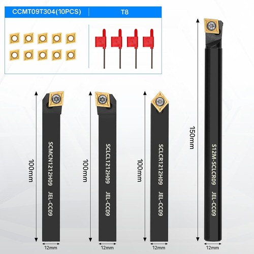 Kit utensili tornio indicizzabile di precisione: 4 supporti e 10 inserti per lavorazioni perfette - Foto 4 di 9