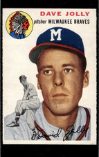 1954 Topps Baseball Dave Jolly #188 Milwaukee Braves EX Rookie (RC)