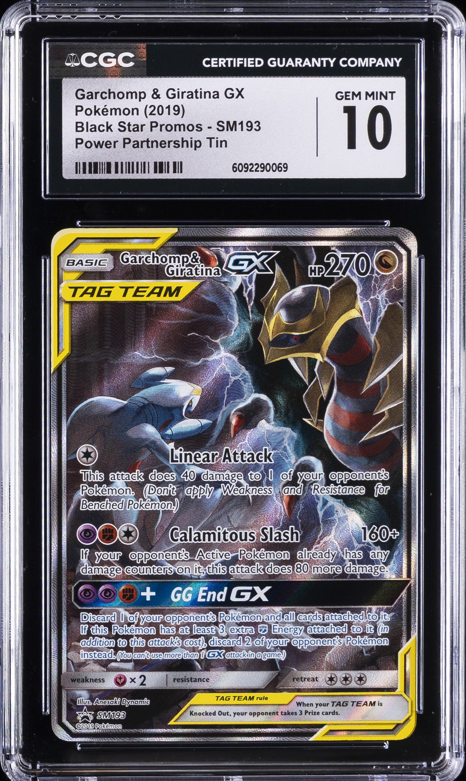 2019 POKEMON BLACK STAR PROMOS #SM193 GARCHOMP & GIRATINA GX CGC 10 GEM MINT