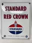 VINTAGE 1954 STANDARD WHITE CROWN PORCELAIN GAS OIL STATION PUMP PLATE 12”x15”