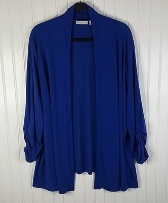 Susan Graver Cardigan Women 2X liquid knit QVC Classic Ruched Sleeve Open Front