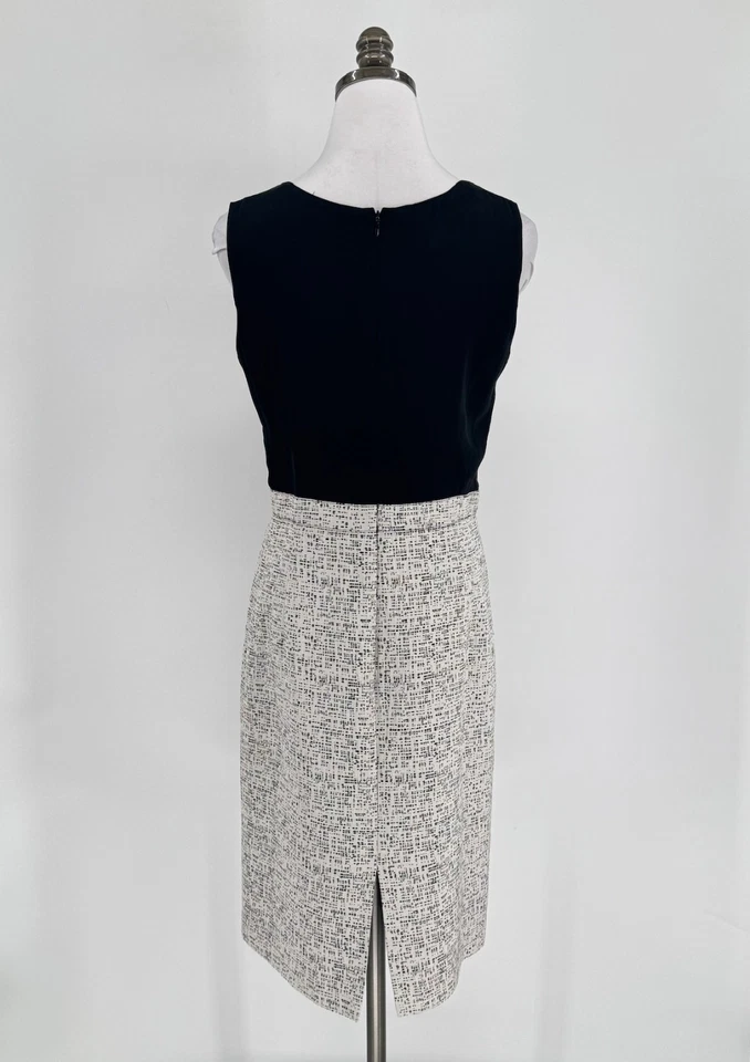 Vestido Vaina Armani Collezioni Negro Blanco Bloque de Color Volantes Sin Mangas Talla 8 Foto 3 de 4