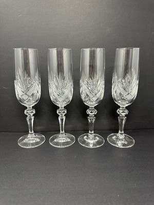 Vintage Cristal d'Arques Longchamp Set of 4 Champagne Flutes Crystal Glasses A3