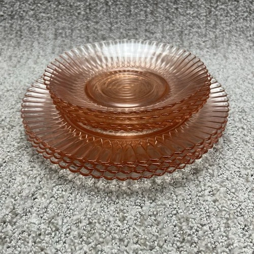 Macbeth Evans Petalware Pink Depression Glass 4 Saucers + 4 Salad Plates LOT