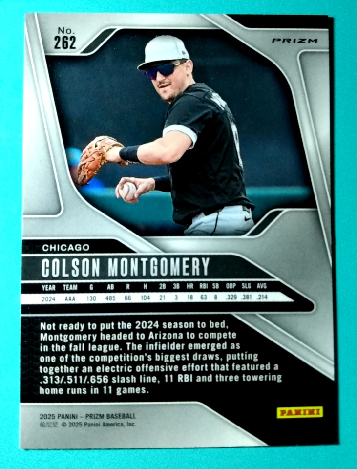 2025 PANINI PRIZM BASEBALL *** Colson Montgomery: Silver Prizm *** #262 - Image 2 of 2