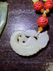 Wonderful Vtg. Chinese HK Export Jade, Cinnabar Necklace, Cicada Pendant — photo 5