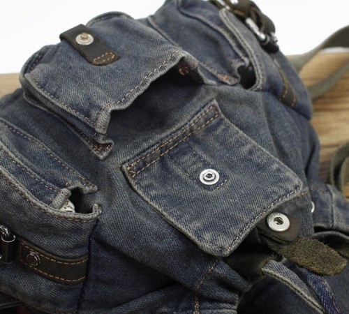 Mini zaino donna retrò tela denim borsa da viaggio casual borsa scuola alla moda - Foto 12 di 19