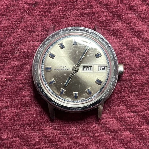 Vintage 1975 Timex Marlin Series Mechanic Men's Watch Works Water Resistant