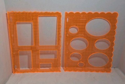 Fiskars Template Lot Of 2 Ovals Rectangles Scalloped Edges