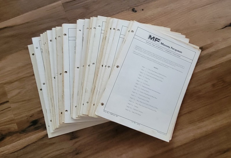 31 Massey Ferguson Repair Time Schedules for Tractors, Combines etc. (1974-1982)