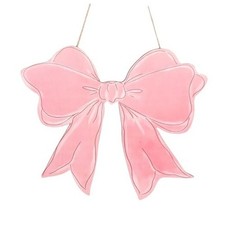 Pink Bow Wooden Hanging Sign, Cute Coquette Bow Hanging Wall Decor Preppy Wall