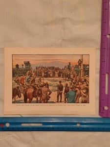 Antique Chromolithograph Print First Continental Railroad Promontory Utah 1869