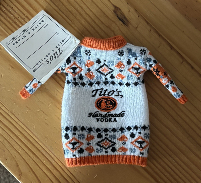NWT Tito's Handmade Vodka Bottle Sweater 2021 Holiday Topper