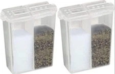 Home-X Mini Salt and Pepper Shakers - Dishwasher Safe, Clear Plastic Set of 2 Tr