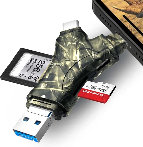Trail Camera Viewer SD Card Reader for Iphone/Ipad,4 in 1 Camouflage