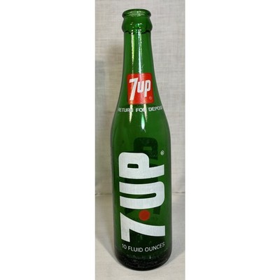 Vintage 7 Up Soda Pop Red Dot Bottle Green Glass 10 Oz