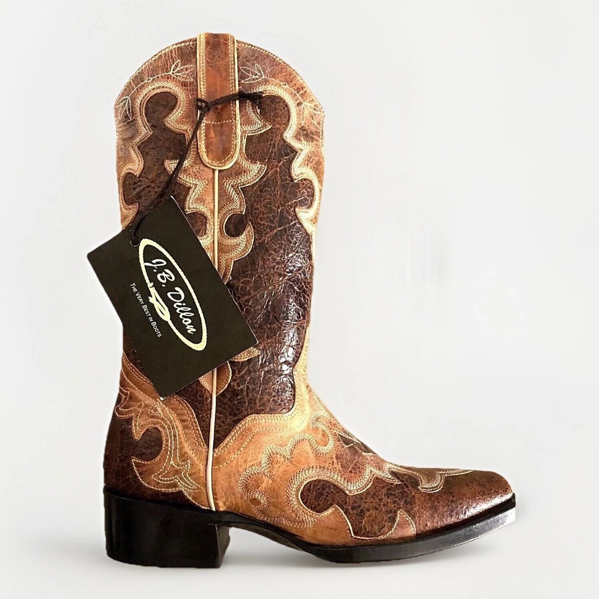J.B. Dillon Two-Tone Square-Toe Western Boots in Red & Tan il_fullxfull.3455944486_9hv7.jpg main image 2