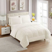 Ivory Twin 7-Piece Comforter Set with Soft Down Alternative  Microfiber Sheets