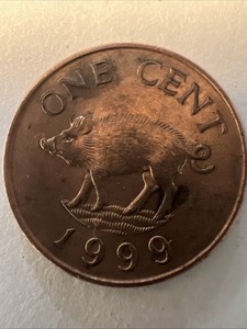WORLD COIN SALE-1999 BERMUDA  1 CENT_COPPER PLATED ZINC / CHEAP / WOW / # 770 /