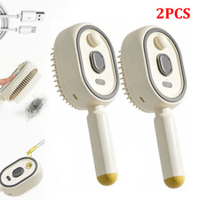 2PCS Electric Steam Hair Straightener Brush Rechargeable Anti Frizz Detangling